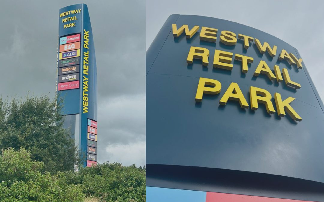 Eye catching totems at Westway Retail Park